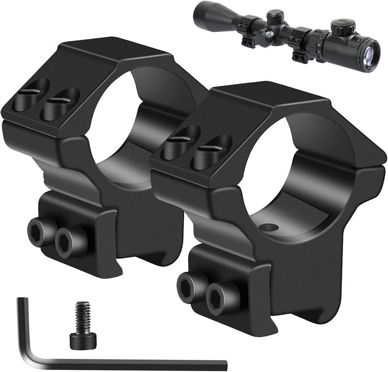 LONSEL 1'' Dovetail Scope Rings, 2 Pack High Profile or Medium Profile 1 Inch Scope Mount Rings for 11mm Dovetail Rails - Image 1